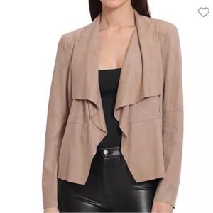 Mo-Ka‎ Faux Suede Drape Front Jacket Beige M Stitch Fix Nwt